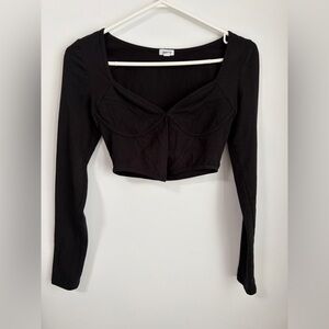 Garage Black Crop Top Longsleeve Bodycon Corset Style
